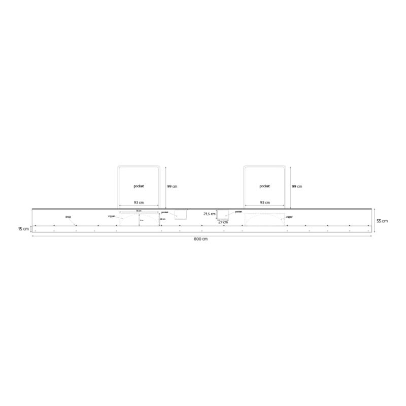 Tochtstrook met opbergvakken - Voor caravan/camper - 50 x 800 cm